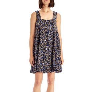 Moon River Navy and Mustard Floral Mini Dress Size Small